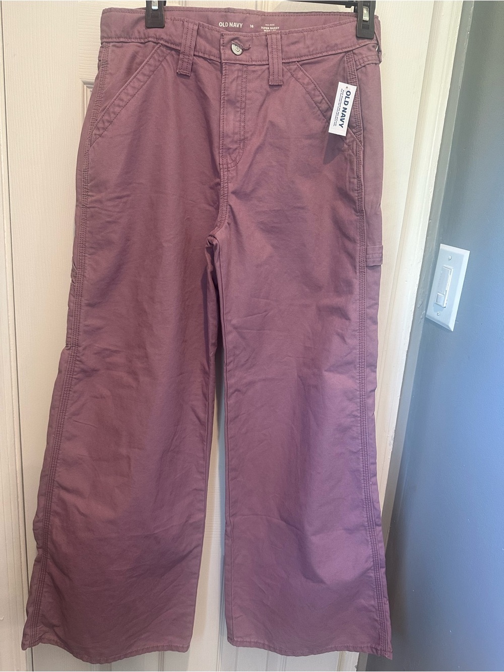 Old Navy Mid-Rise Super Baggy Wide Leg  Kids Pants purple Basil Size 16